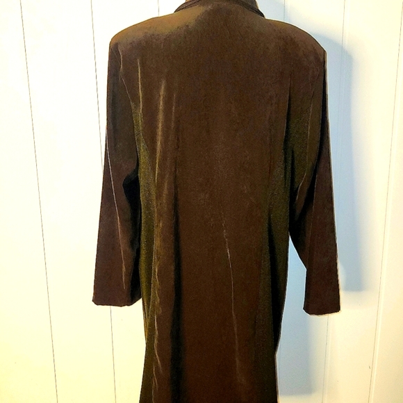Vintage olive green faux suede long length lightweight blazer jacket extra large - Picture 6 of 14